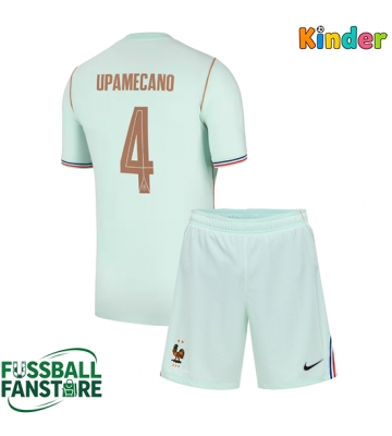 Frankreich Dayot Upamecano #4 Replik Auswärtstrikot Kinder WM 2026 Kurzarm (+ Kurze Hosen)